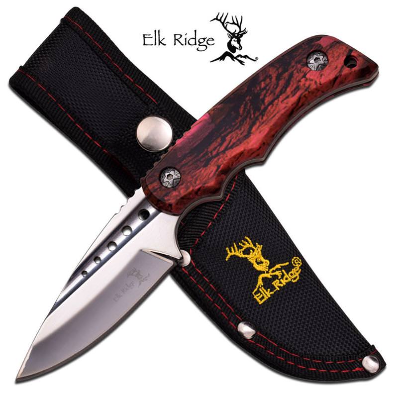 Pink Camo Straight Full Tang Fixed Blade Hunting Skinning Knife Collectible Weapons - Tophatter Daily Deals