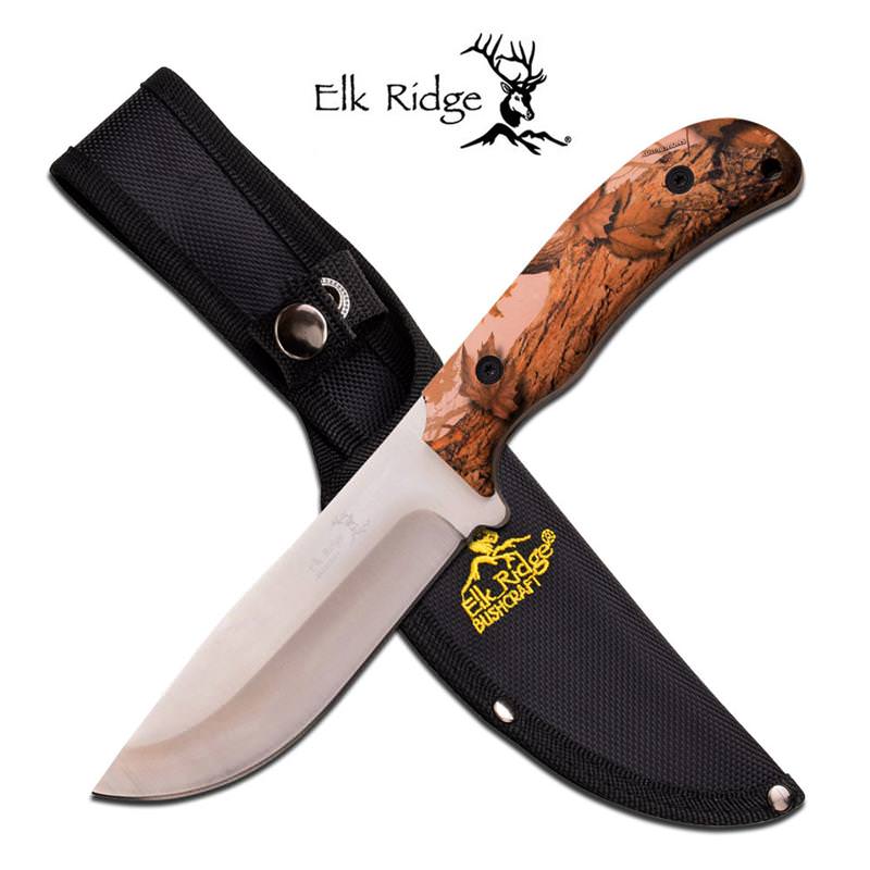 10.5 Inch Fixed Blade Hunting Knife With Camo Handle Full Tang Collectible Weapons - Tophatter Daily Deals