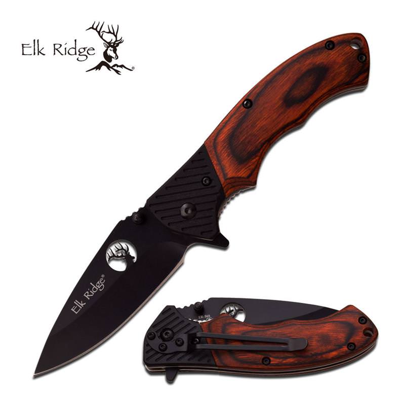 Elk Ridge 4.5" Closed Brownwood Handle Folding Knife - Tophatter's Army Products & Self Defense Collectible Weapons - Tophatter Daily Deals
