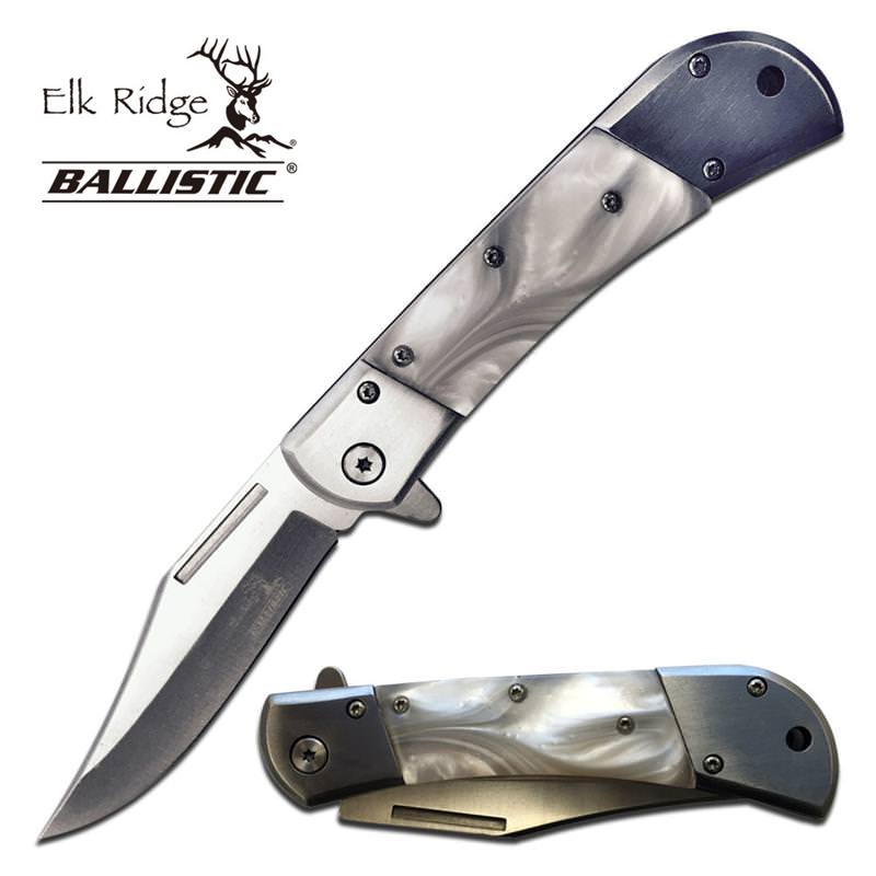 Elk Ridge Classic Style Trapper Pearl Spring Assist Folding Knife - Tophatter's Army Products & Self Defense Collectible Weapons - Tophatter Daily Deals