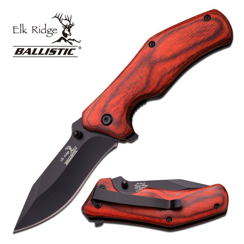 2.9 Inch Closed Pakka Wood Handle Spring Assist Knife Collectible Weapons - Tophatter Daily Deals