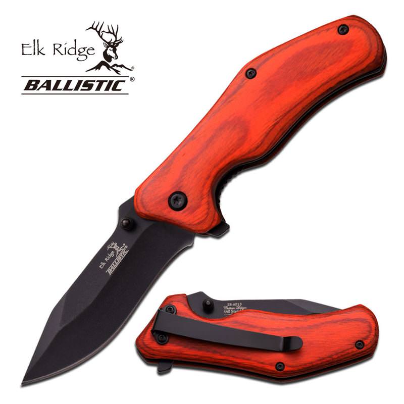 2.9 Inch Closed Red Wood Handle Spring Assist Knife - Tophatter's Inc. Weapons Store Online Collectible Weapons - Tophatter Daily Deals