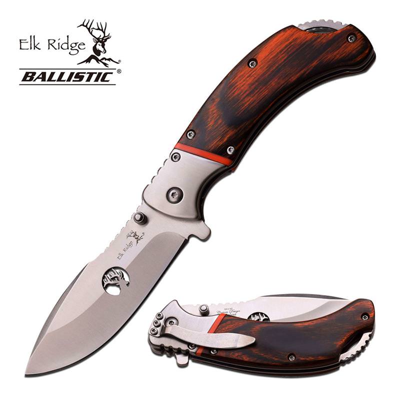 4.25 Inch Closed Spring Assisted Folding Knife Brown PakkaWood Collectible Weapons - Tophatter Daily Deals
