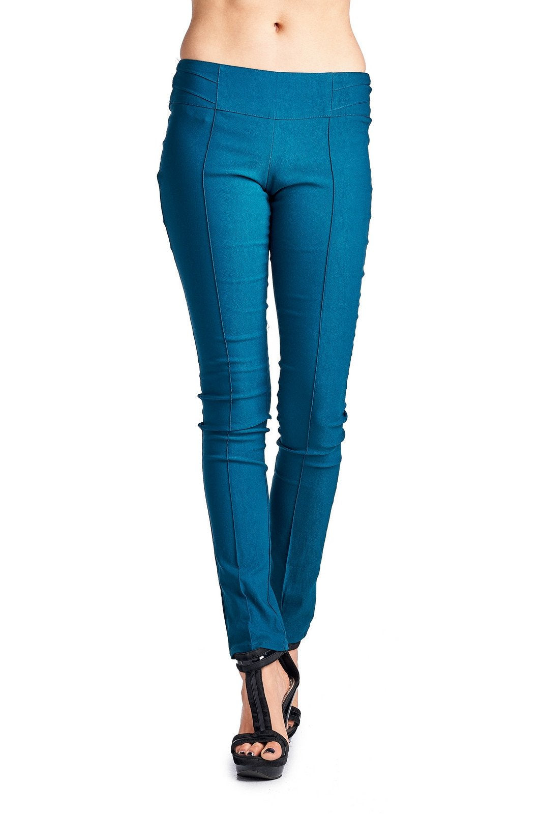 Women's Teal Fitted Stretch Pants Pants - Tophatter Daily Deals