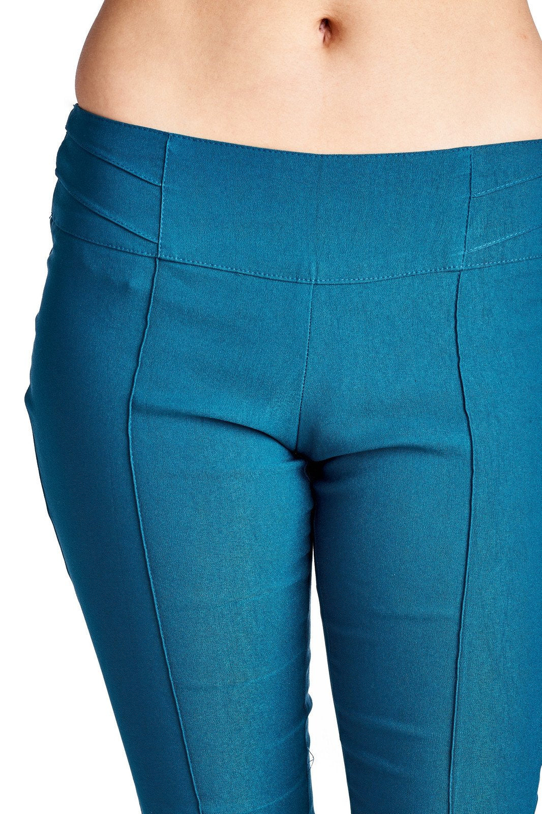 Women's Teal Fitted Stretch Pants Pants - Tophatter Daily Deals
