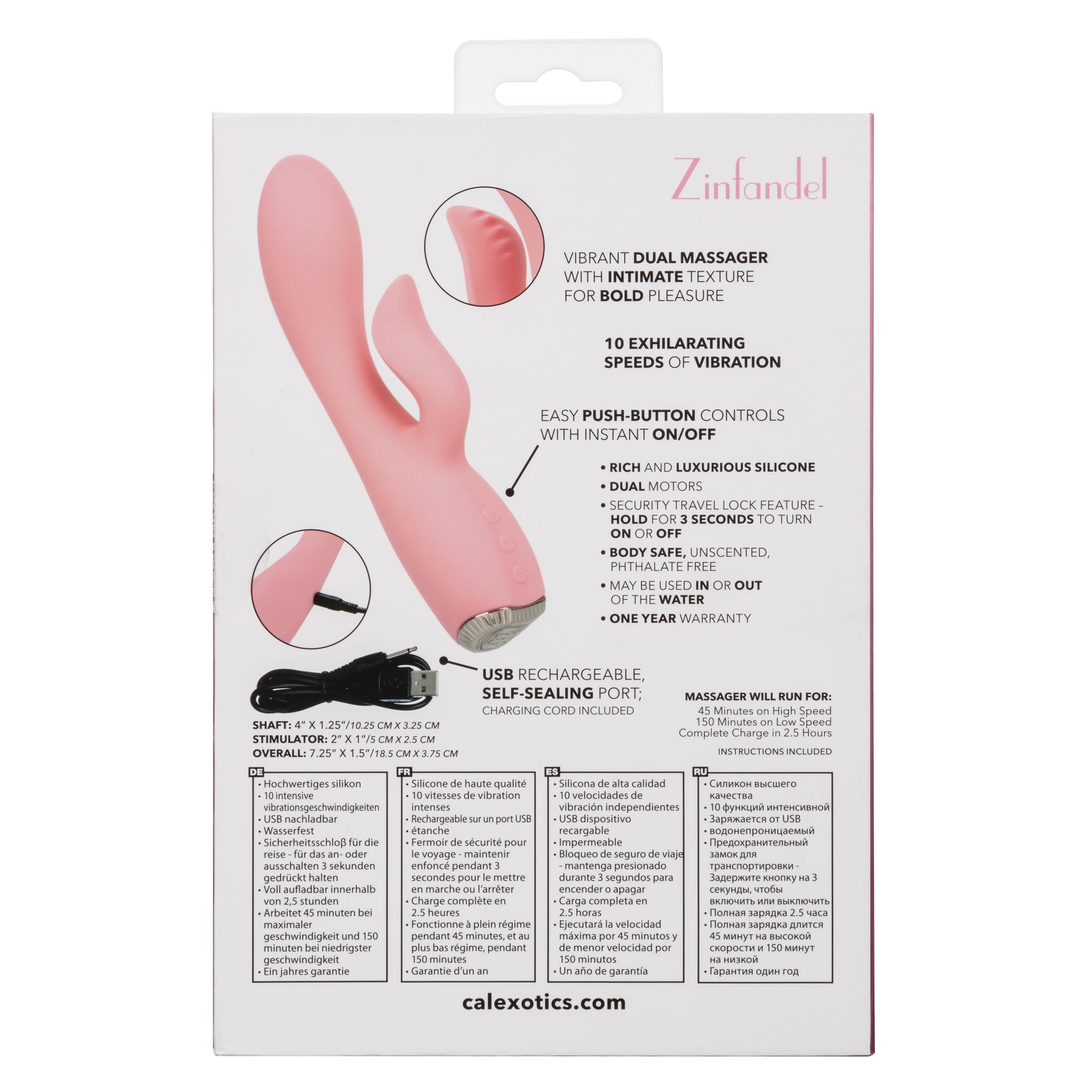 Uncorked Zinfandel Pink Dual Massager with Textured Teaser and 10 Speeds Silicone Vibrator > Vibrators > Ladies > Rabbit - Tophatter Daily Deals