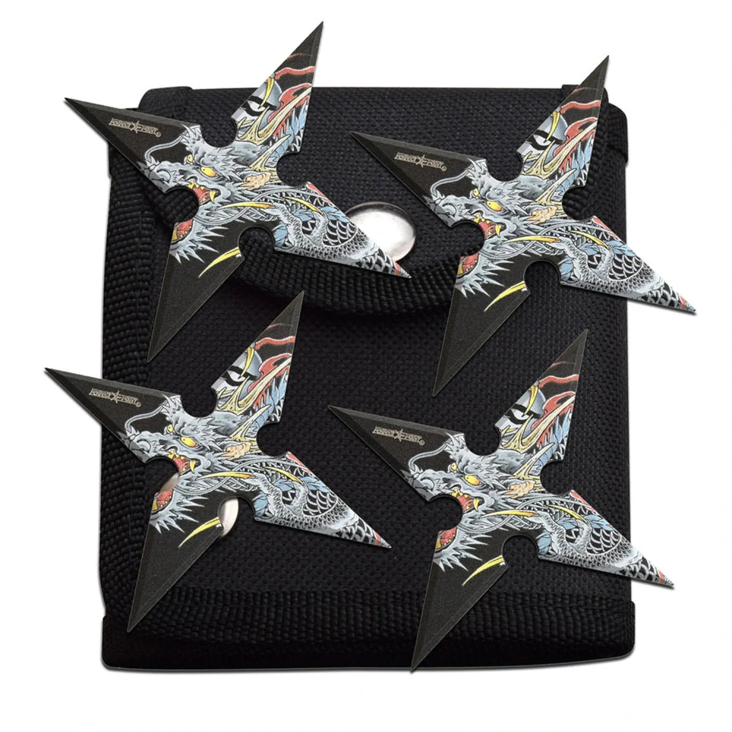 4-INCH 4 Points Throwing Stars with Pouch - 4 Pack - Tophatter Daily Deals