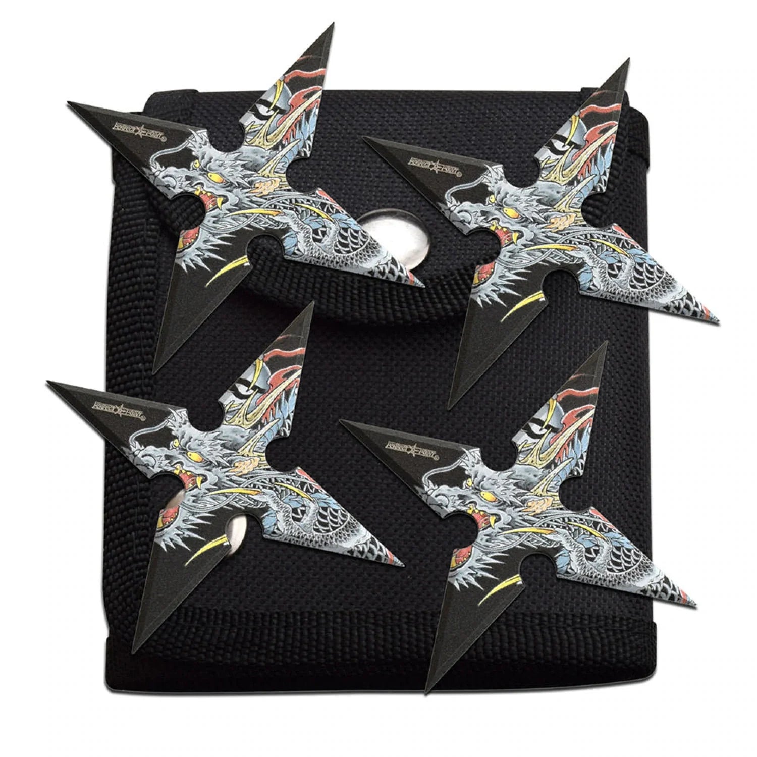 4-INCH 4 Points Throwing Stars with Pouch - 4 Pack - Tophatter Daily Deals
