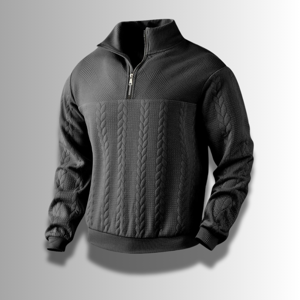 Warm Classic Men's Merino Quarter Zip Sweater – Cable, Wool Black - Tophatter Daily Deals