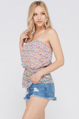 Women's Floral Printed Strapless Top Tops - Tophatter Daily Deals