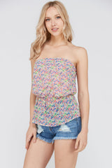 Women's Floral Printed Strapless Top Tops - Tophatter Daily Deals