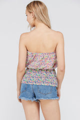 Women's Floral Printed Strapless Top Tops - Tophatter Daily Deals
