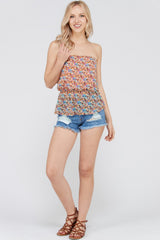 Women's Floral Printed Strapless Top Tops - Tophatter Daily Deals