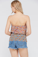 Women's Floral Printed Strapless Top Tops - Tophatter Daily Deals