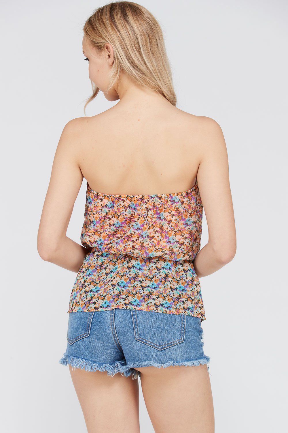 Women's Floral Printed Strapless Top Tops - Tophatter Daily Deals