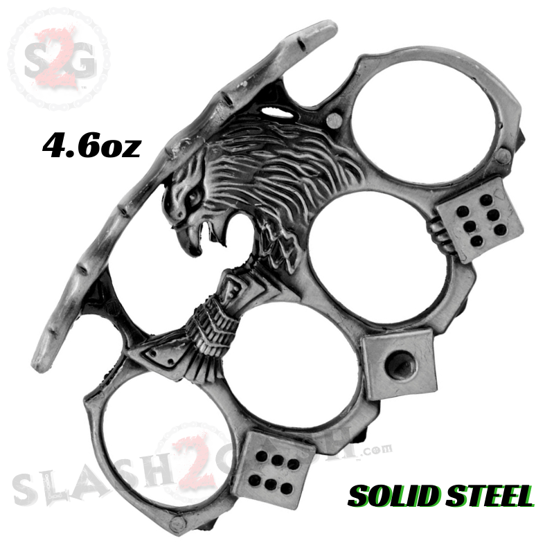 Eagle Eye Gambler Dice Brass Knuckles Steel Paper Weight - Silver Belt Buckle - Tophatter Daily Deals