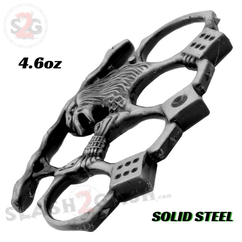 Eagle Eye Gambler Dice Brass Knuckles Steel Paper Weight - Silver Belt Buckle - Tophatter Daily Deals