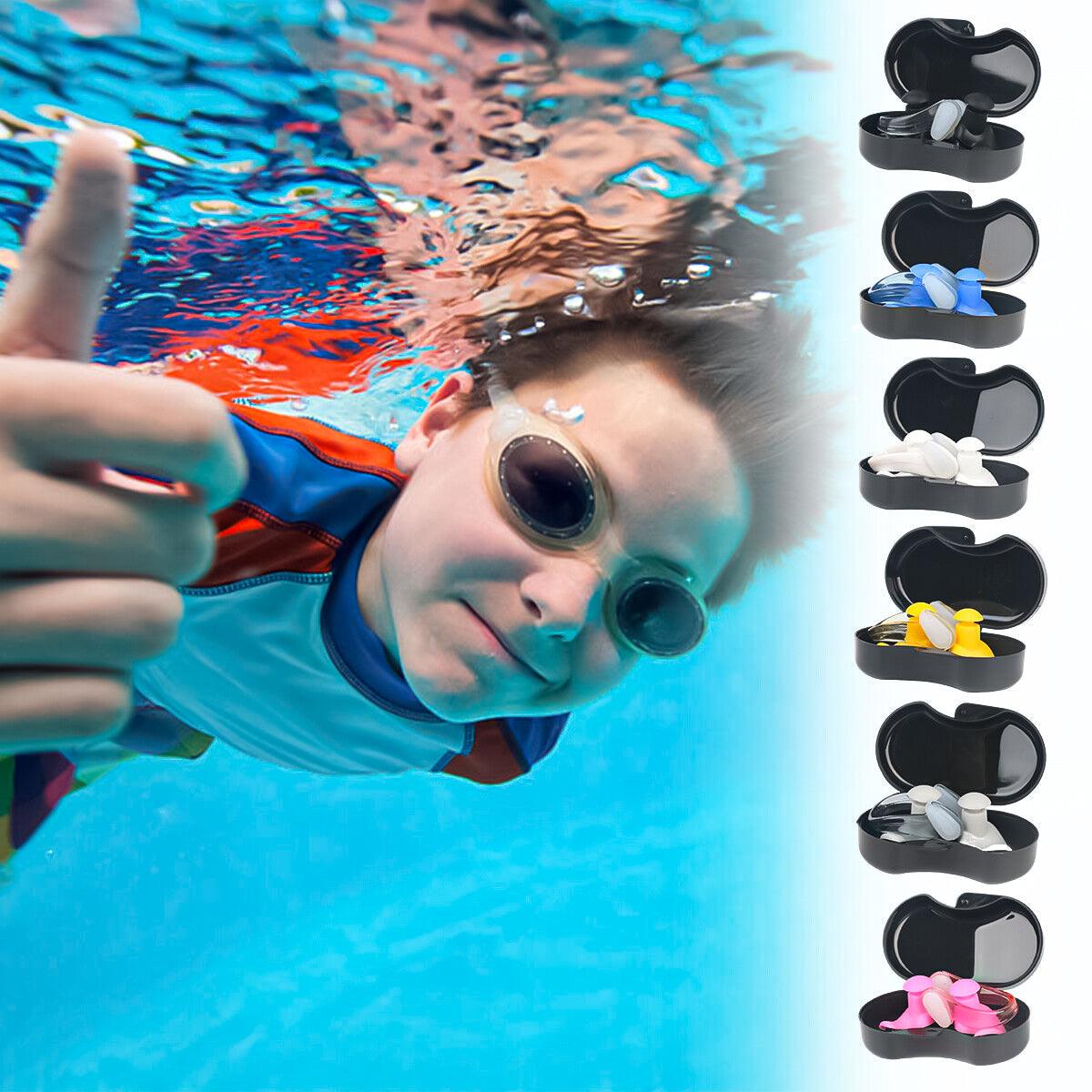 Silicone Ear Plugs for Swimming - 2 Pack Swimming Earplugs, Reusable Silicone Ear Plugs for Swimming, Showering, Surfing, Snorkeling Swimming - Tophatter Daily Deals