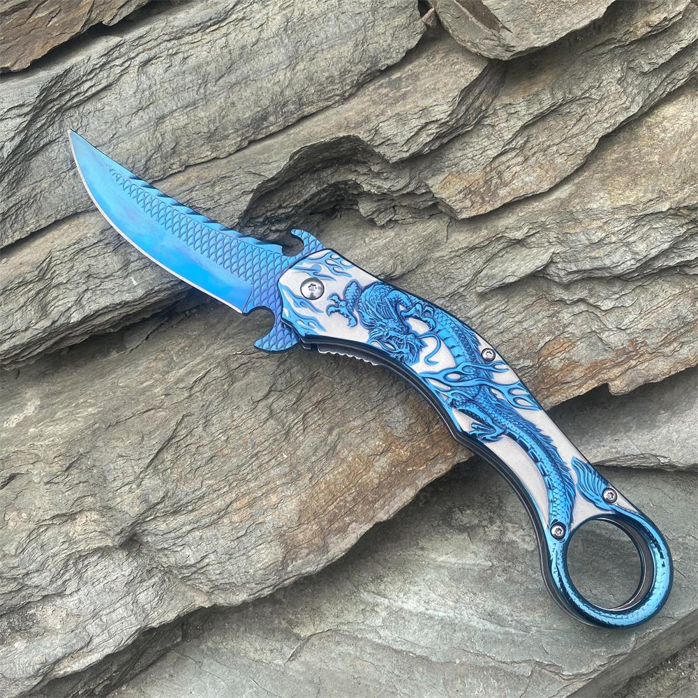 Eastern Dragon Folding Knife Blue - Tophatter Daily Deals