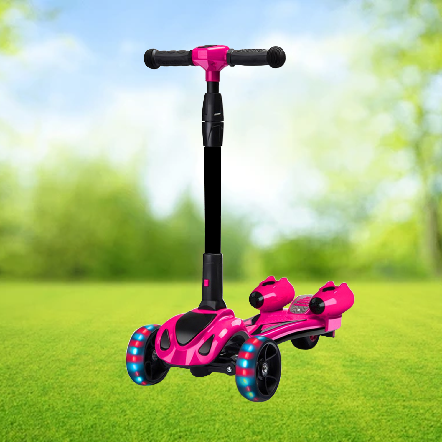 Kick Scooter for Kids – 3-Wheel Foldable Scooter with LED Light-Up Wheels & Adjustable Height Cycling - Tophatter Daily Deals