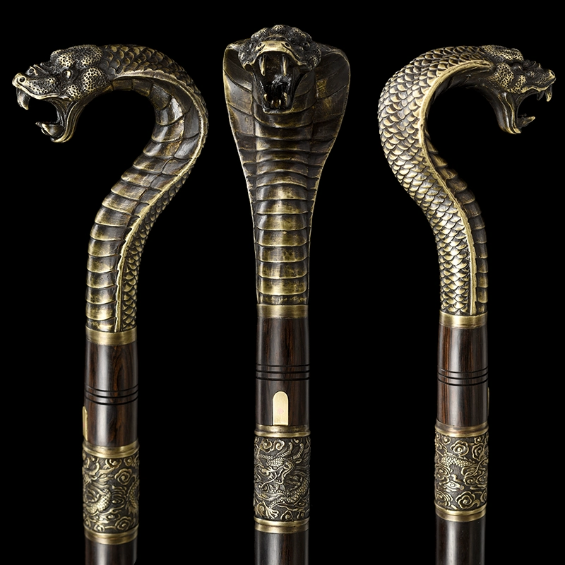 Ebony Wood Snake-Head Sword Cane - Tophatter Daily Deals