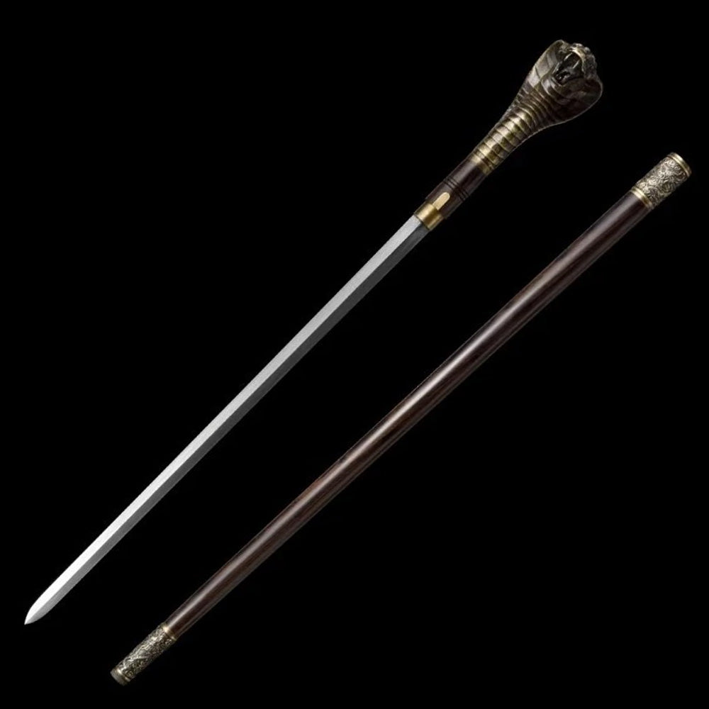 Ebony Wood Snake-Head Sword Cane - Tophatter Daily Deals