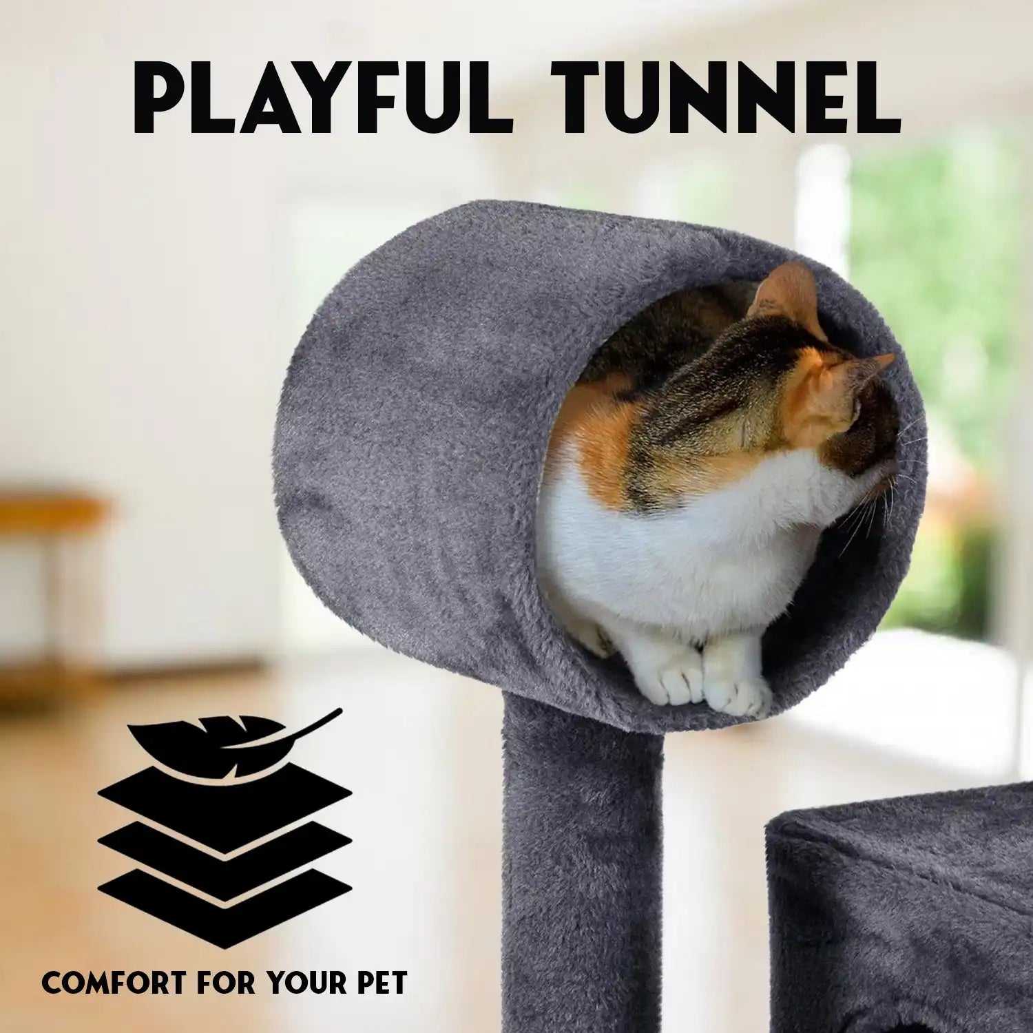 Cat Tree Scratching Post – 130cm Multi-Level Tower with Scratching Posts and Cozy Hideouts Pet Products - Tophatter Daily Deals