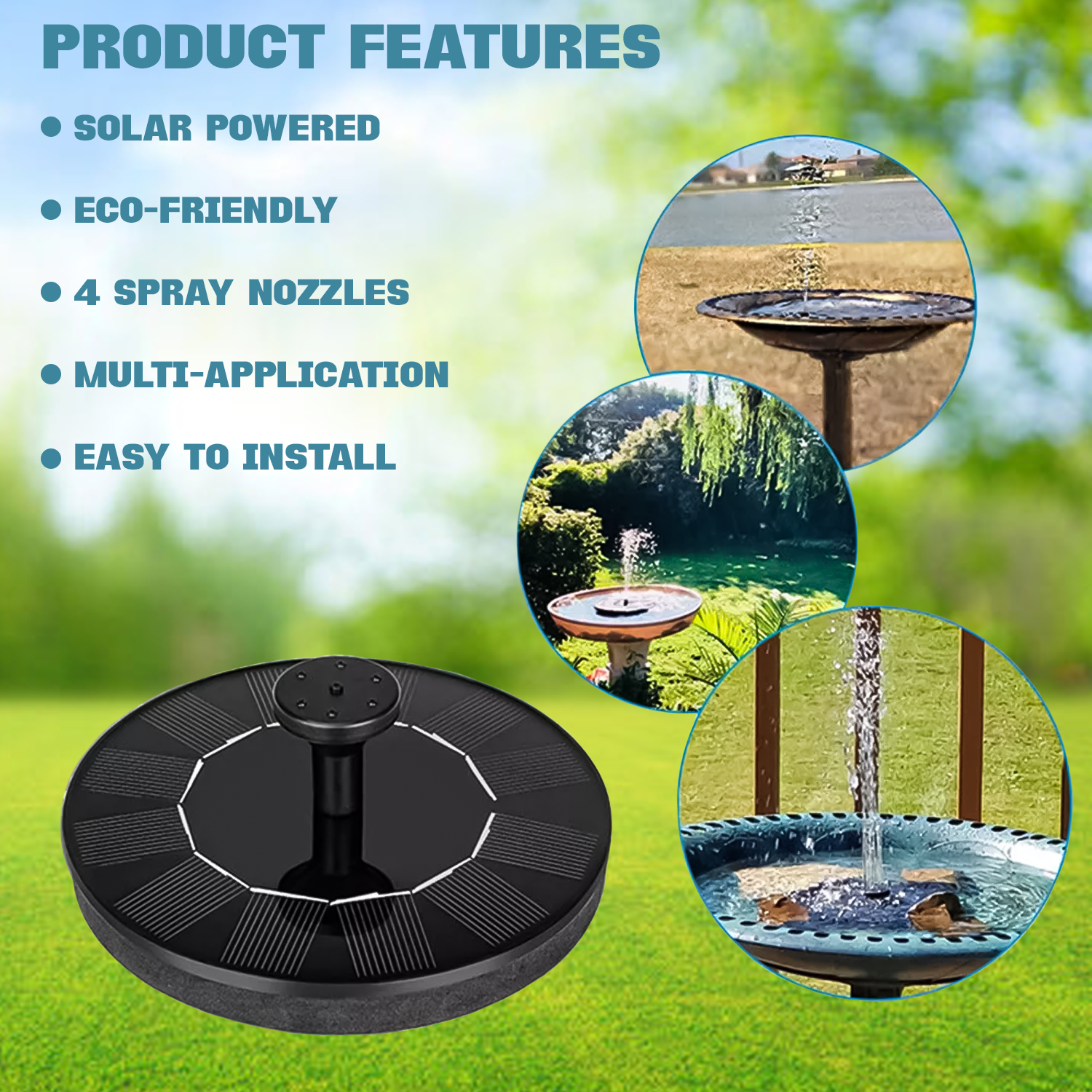 Solar Powered Water Fountain – Eco-Friendly Garden Bird Bath Pump with Panel Solar powered water fountain - Tophatter Daily Deals