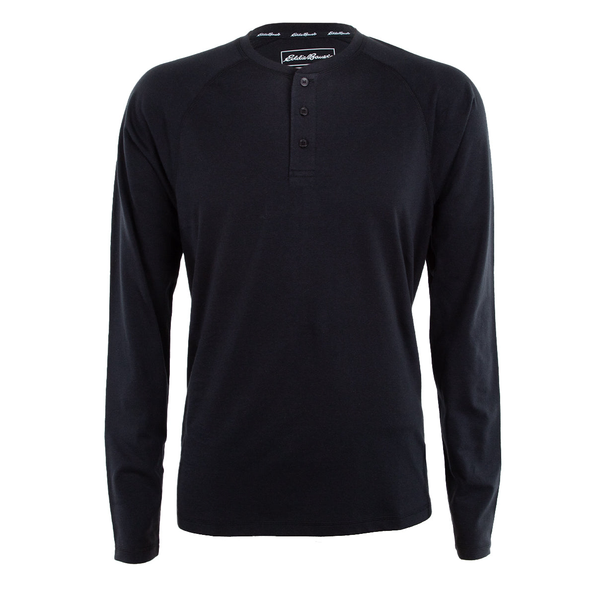 Eddie Bauer Men's Dream Knit Henley Long Sleeve Shirt Black Long Sleeves - Tophatter Daily Deals