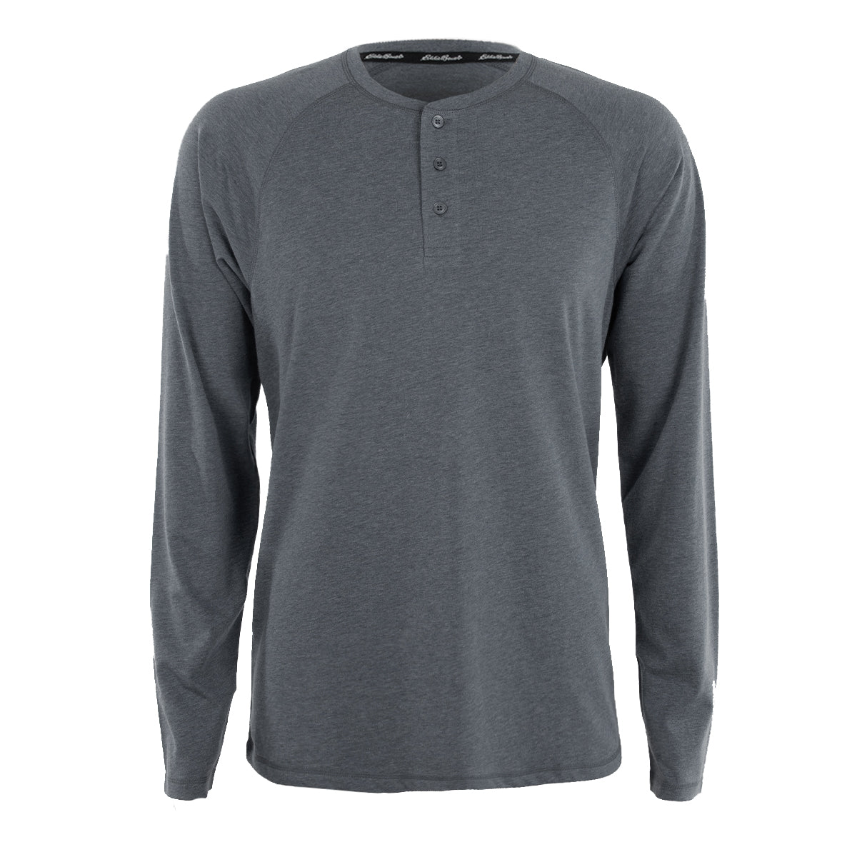 Eddie Bauer Men's Dream Knit Henley Long Sleeve Shirt Charcoal Heather Long Sleeves - Tophatter Daily Deals