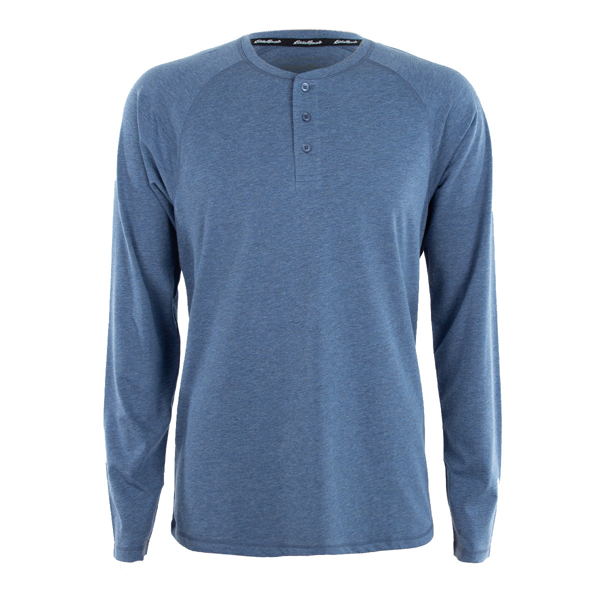 Eddie Bauer Men's Dream Knit Henley Long Sleeve Shirt Denim Heather Long Sleeves - Tophatter Daily Deals