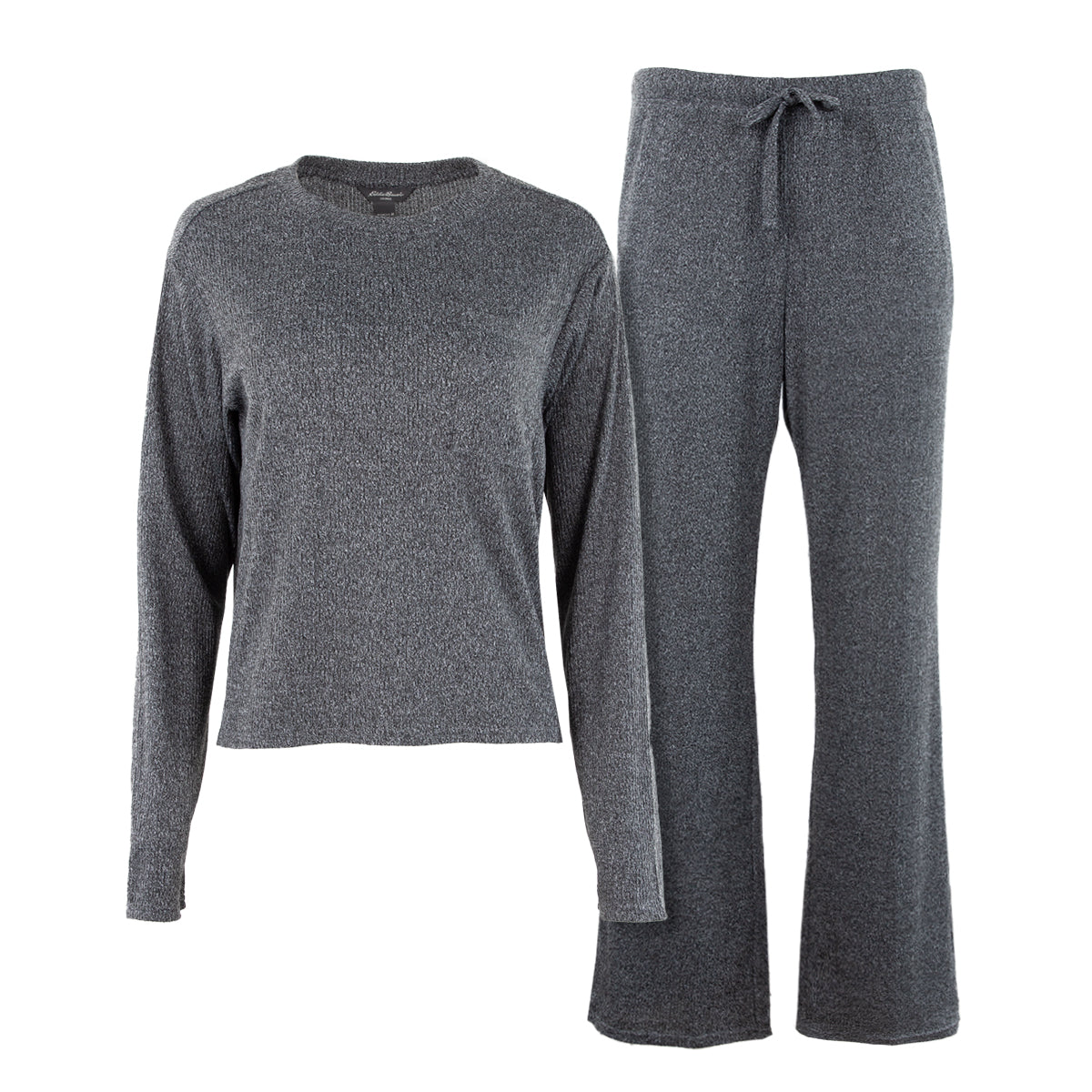 Eddie Bauer Women's 2 Piece Long Sleeve Ribbed Sleepwear Set Charcoal Heather Sleepwear - Tophatter Daily Deals
