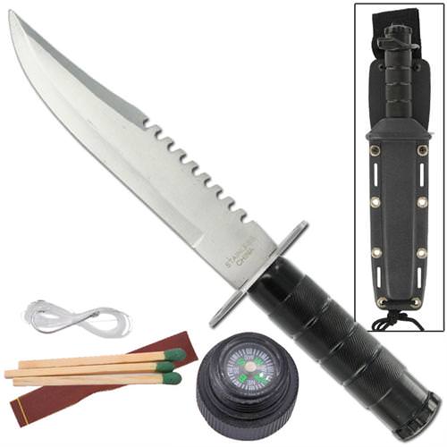 Outdoor Hunting Survival Knife With ABS Sheath Collectible Weapons - Tophatter Daily Deals
