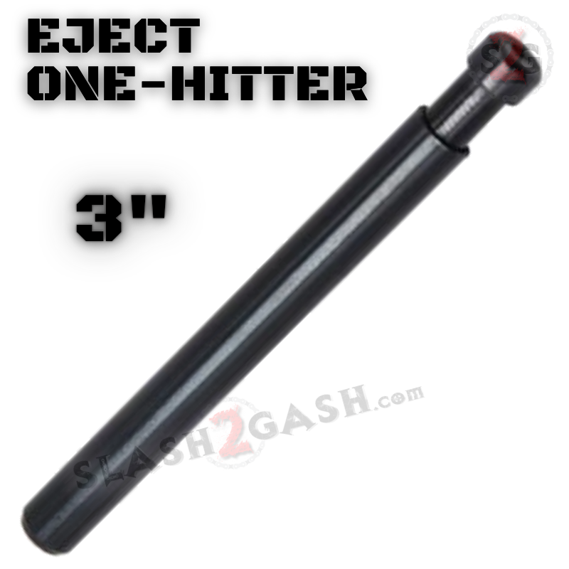 Metal Cigarette Shape One Hitter w/ Eject Dug Out - Black 3