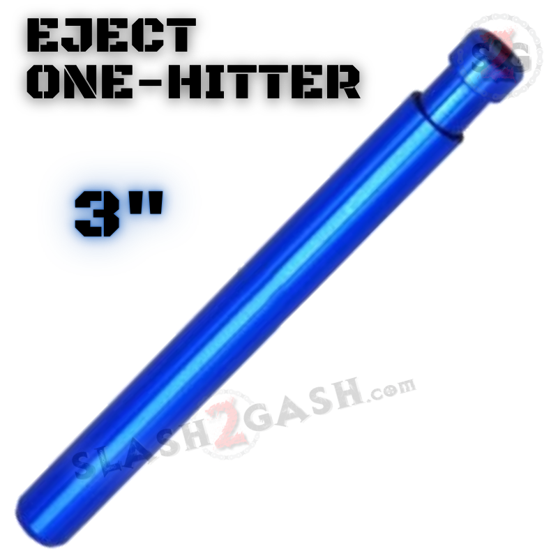 Metal Cigarette Shape One Hitter w/ Eject Dug Out - Blue 3" Smoking Pipe Blue Smoking Accessories - Tophatter Daily Deals