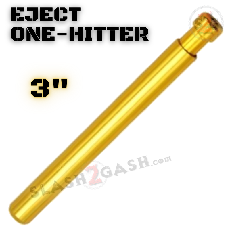Metal Cigarette Shape One Hitter w/ Eject Dug Out - Gold 3