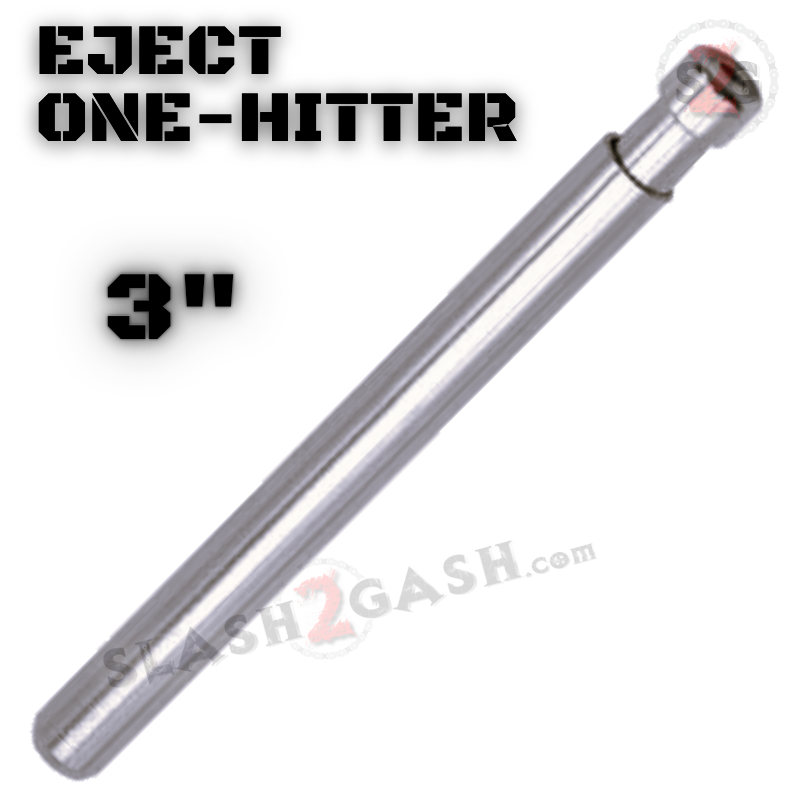 Metal Cigarette Shape One Hitter w/ Eject Dug Out - 3" Smoking Pipe Gun Metal Smoking Accessories - Tophatter Daily Deals
