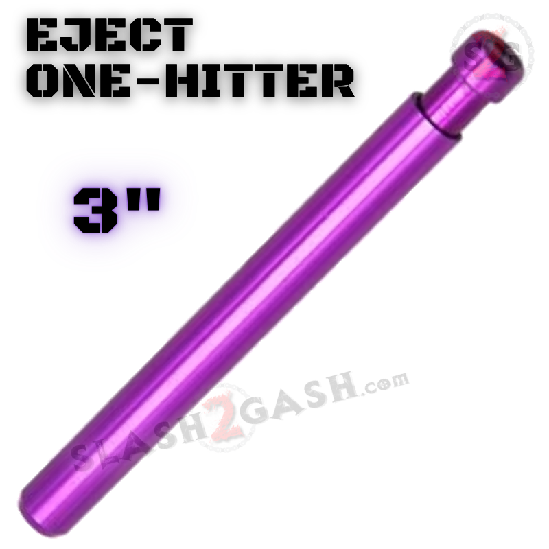 Metal Cigarette Shape One Hitter w/ Eject Dug Out - Purple 3