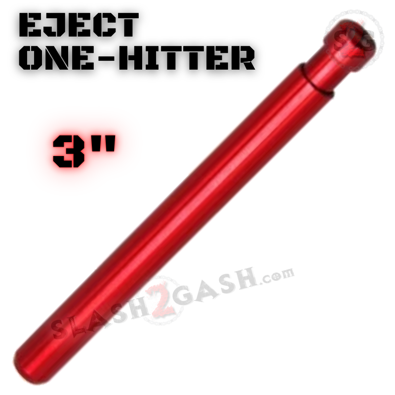 Metal Cigarette Shape One Hitter w/ Eject Dug Out - Red 3