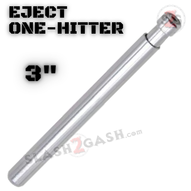 Metal Cigarette Shape One Hitter w/ Eject Dug Out - Silver 3" Smoking Pipe Silver Smoking Accessories - Tophatter Daily Deals