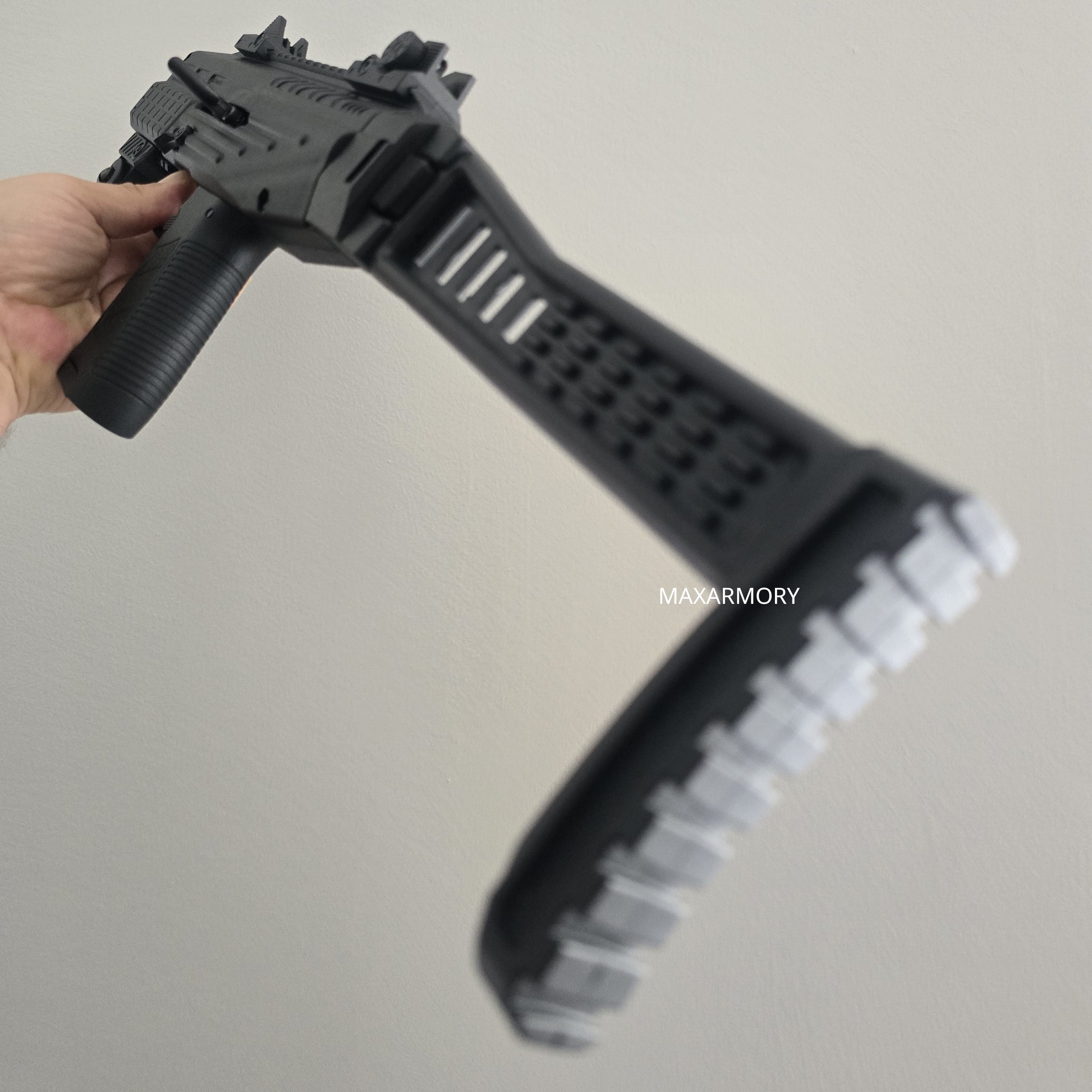 NEW RELEASE! EKOL GANNET Black - Full Auto Front Firing 9mm Blank Machine Gun with Folding Stock - Tophatter's Weapons'N'Deals Blank Firing Replica Guns - Tophatter Daily Deals