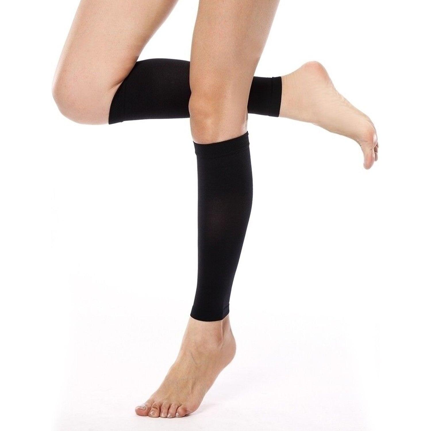 Calf Compression Sleeve UK - Elastic Calf Support Compression Sleeves Running Leg L Exercise & Fitness - Tophatter Daily Deals