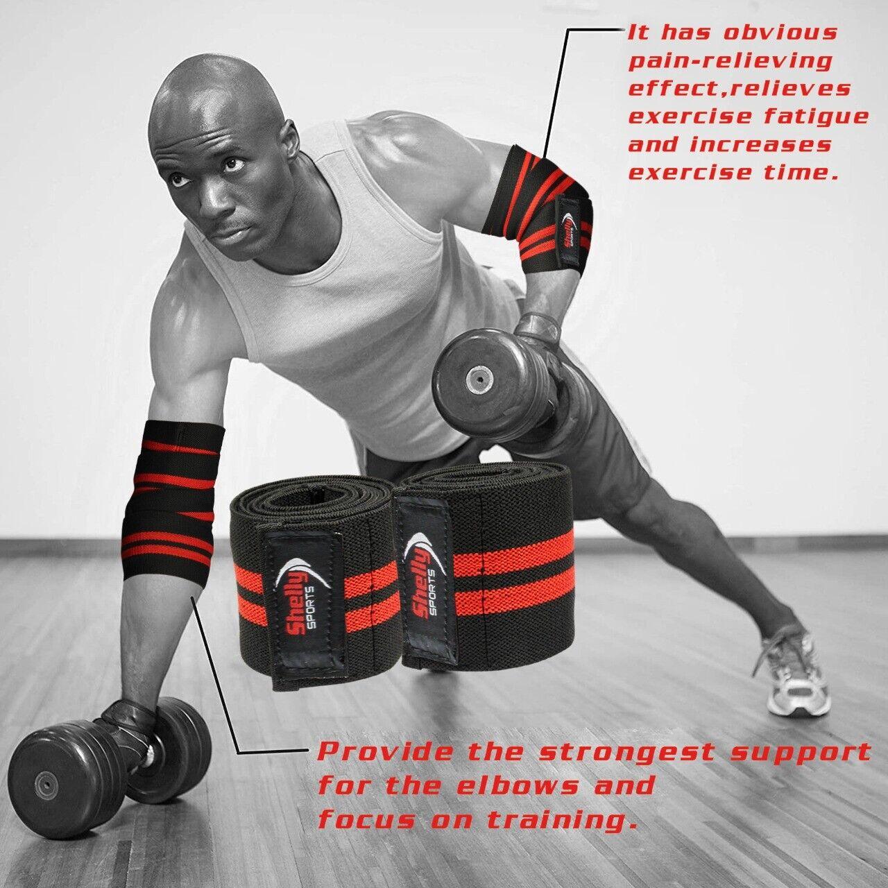 Weight Lifting Elbow Straps - 1 Pair Elbow Wraps Heavy Duty Sleeves Weight Lifting Elbow Wrap Exercise & Fitness - Tophatter Daily Deals