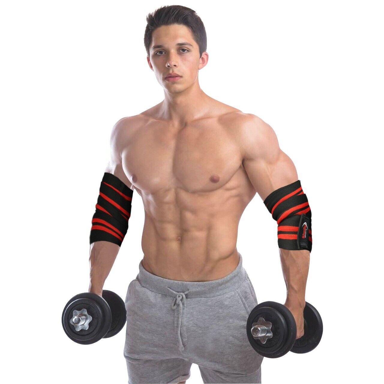 Weight Lifting Elbow Straps - 1 Pair Elbow Wraps Heavy Duty Sleeves Weight Lifting Elbow Wrap Exercise & Fitness - Tophatter Daily Deals