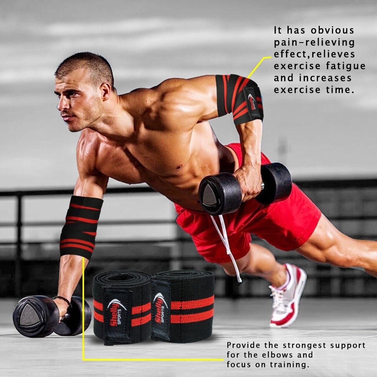 Weight Lifting Elbow Straps - 1 Pair Elbow Wraps Heavy Duty Sleeves Weight Lifting Elbow Wrap Exercise & Fitness - Tophatter Daily Deals