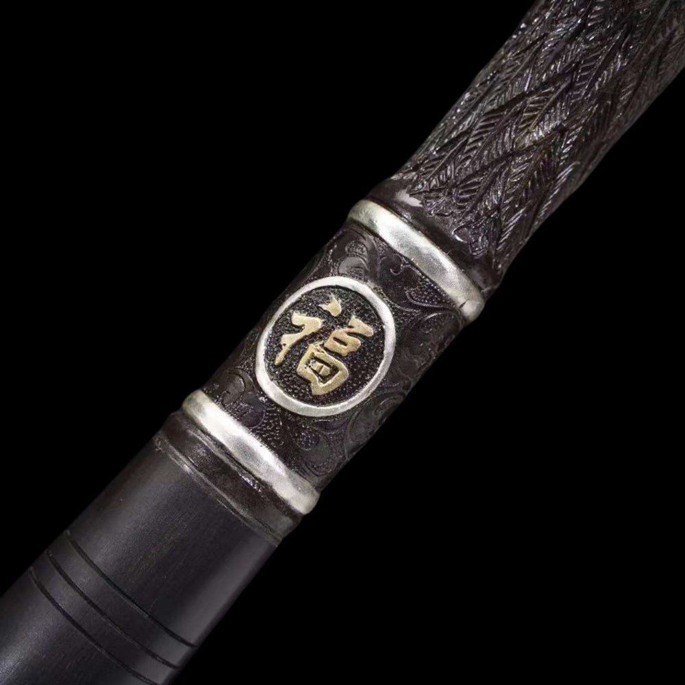(Elder) Stainless Damascus Steel Dual-Handed Cane Knife - Tophatter Daily Deals