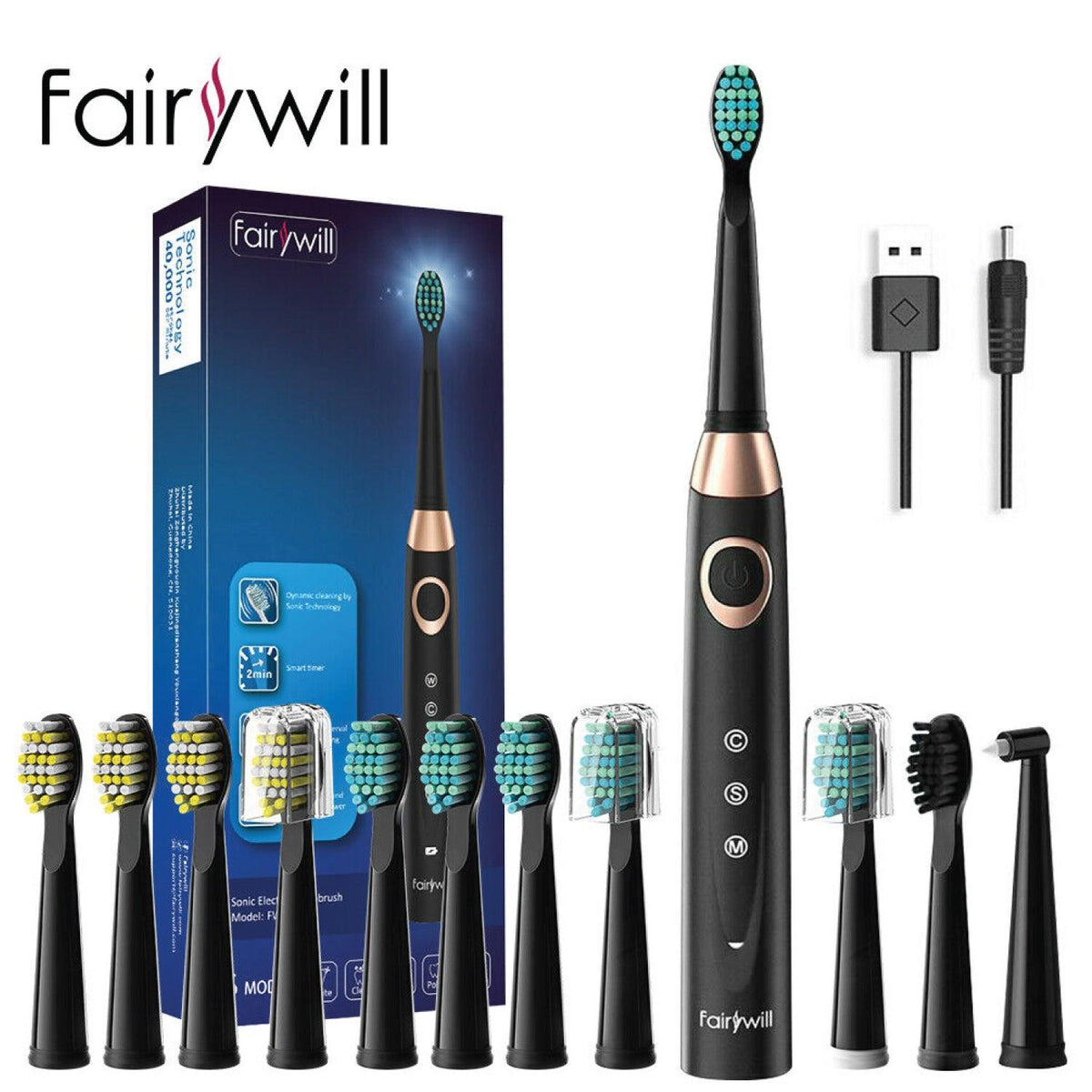Rechargeable Power Toothbrush - 4/12X Brush Heads Electric Toothbrush Power Toothbrush ADA Accepted Personal Care - Tophatter Daily Deals
