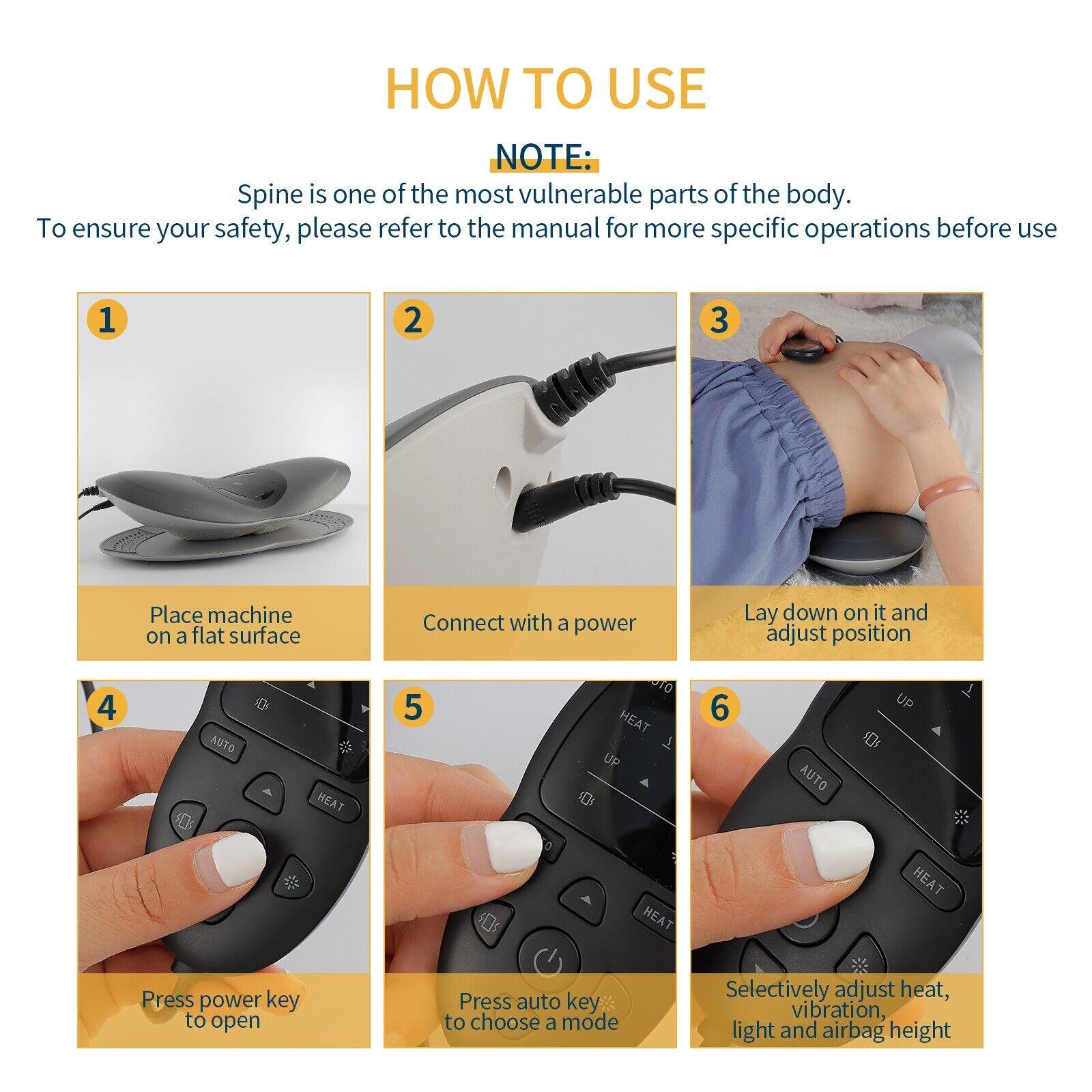 Lumbar Traction Device - Electric Waist Back Massager Auto-timing Spine Support Health Care - Tophatter Daily Deals