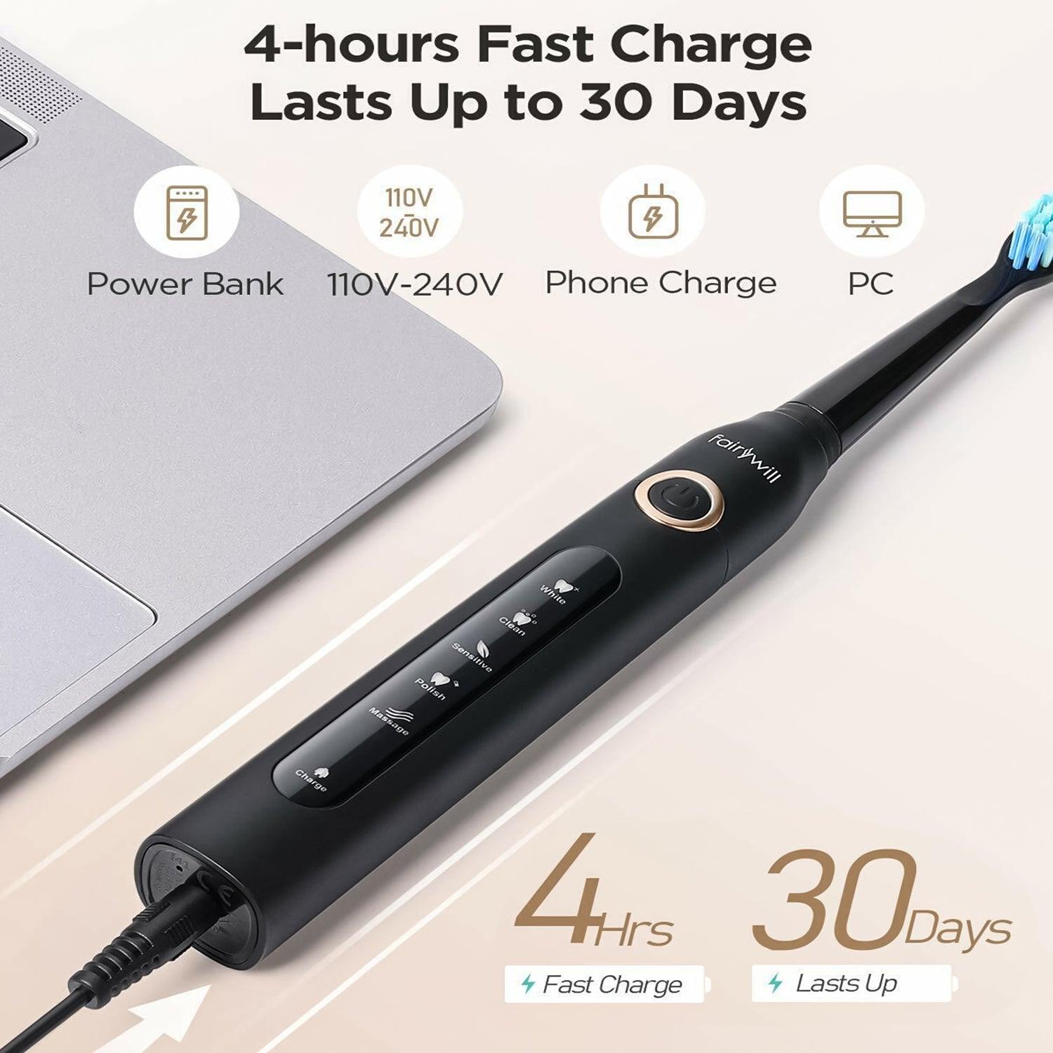 Rechargeable Power Toothbrush - 4/12X Brush Heads Electric Toothbrush Power Toothbrush ADA Accepted Personal Care - Tophatter Daily Deals