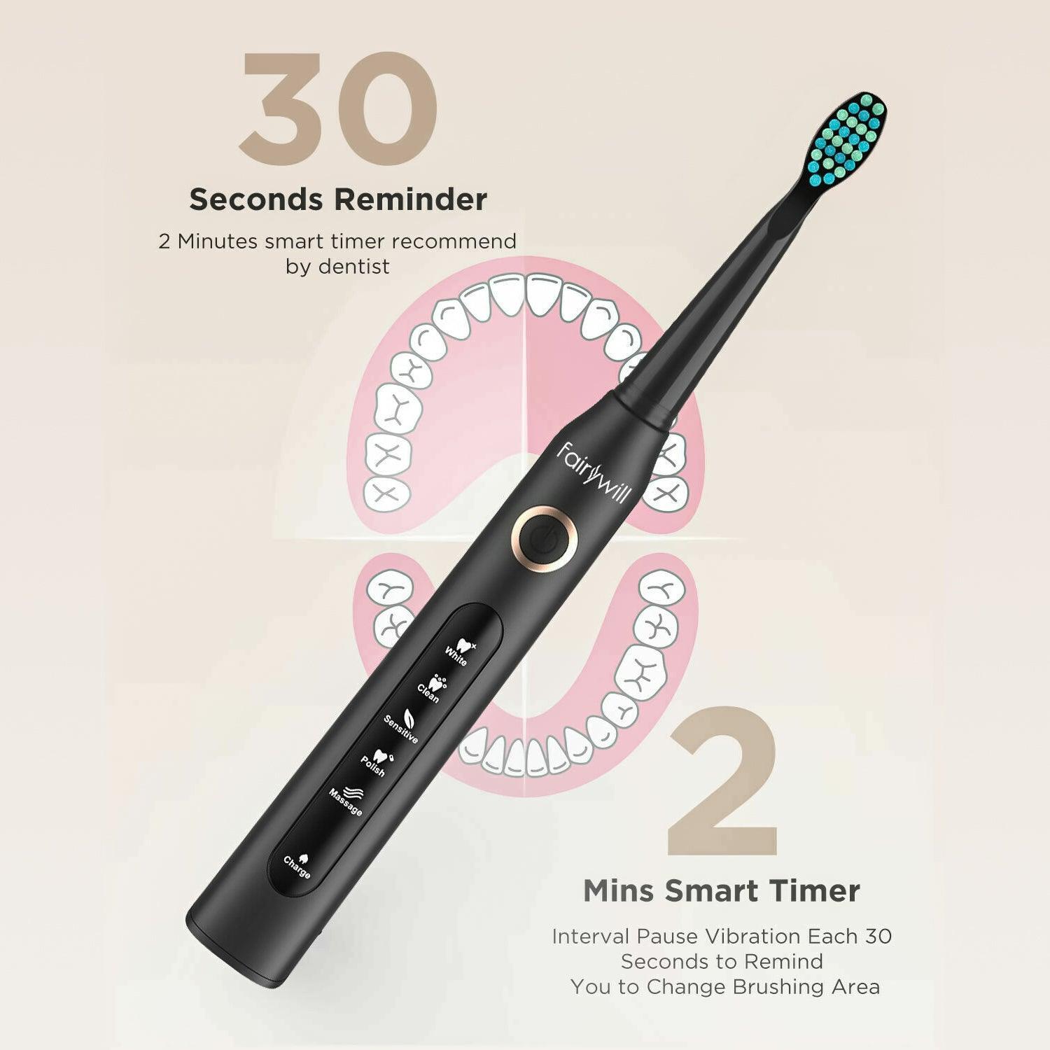 Rechargeable Power Toothbrush - 4/12X Brush Heads Electric Toothbrush Power Toothbrush ADA Accepted Personal Care - Tophatter Daily Deals
